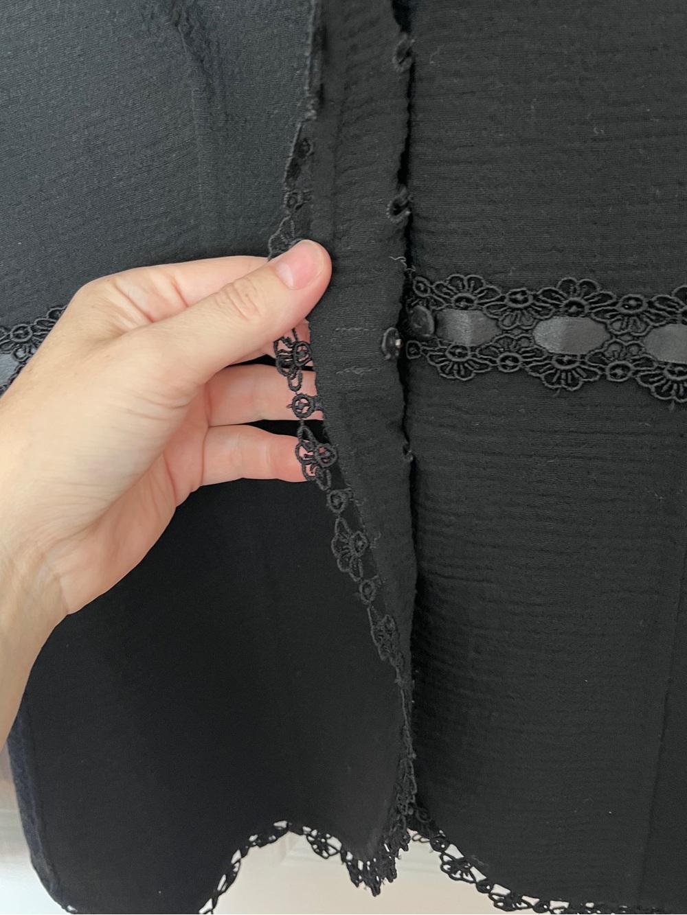 Escada Black Wool Lace-Trim Tailored Button Jacket - Picture 5 of 12